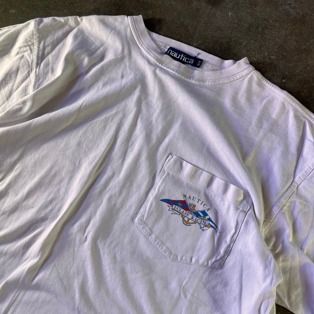 Vintage 2000s nautica class racing sail boat graphic t-shirt men’s medium
